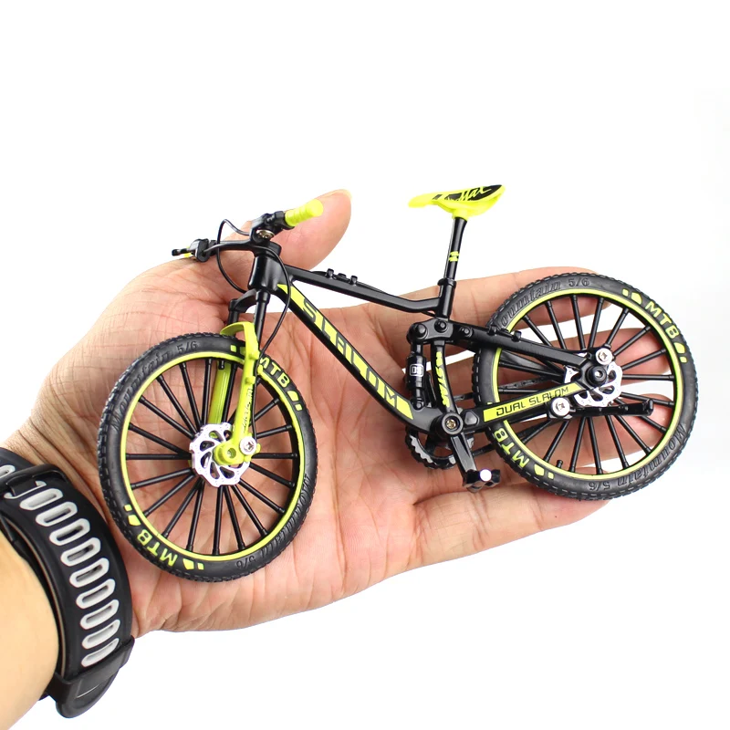 

Мини-модель велосипеда из сплава 1:10, литой металлический палец, горный велосипед, гоночная игрушка, изогнутая дорожная модель, коллекционны...