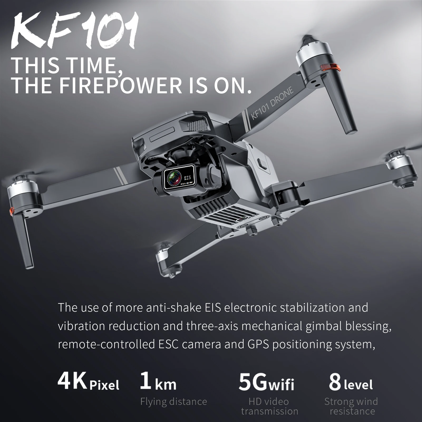 

KF101 GPS Drone 4K HD Camera EIS Anti-shake 3-axis Gimbal Drone Brushless Motor 5G Wifi Video Aerial FPV RC Quadcopter Toy Gifts