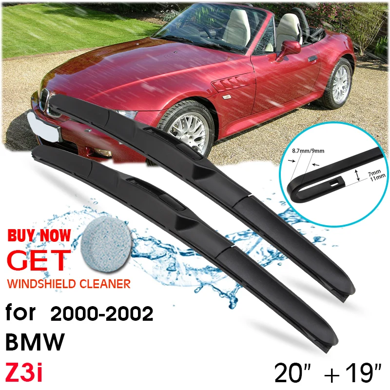 

Car Wiper Blade Front Window Windshield Rubber Silicon Refill Wiper For BMW Z3i 2000-2002 LHD / RHD 20"+19" Car Accessories