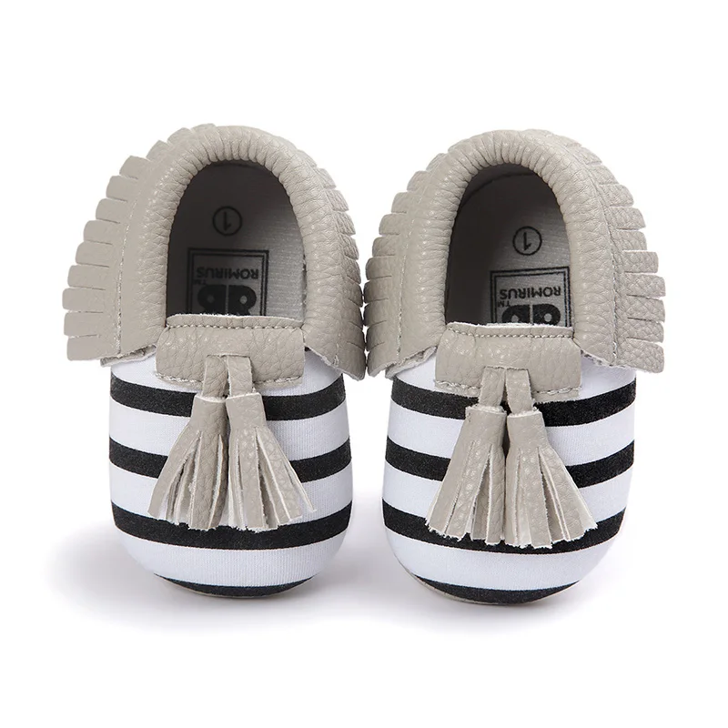 

Spring and Autumn New Infant Striped Casual Toddler Shoes 0-18M Baby Boys and Girls Soft-soled Comfortable Tassel Walking Shoes