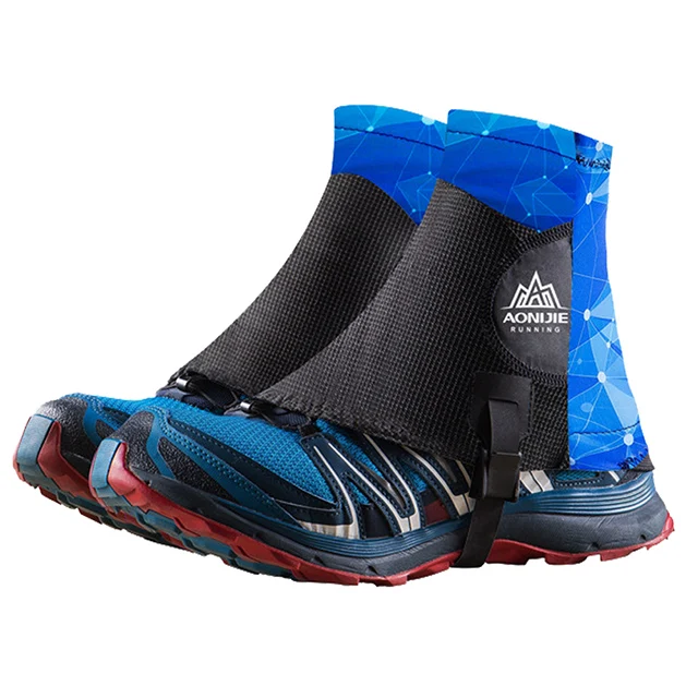 Black Blue AONIJIE Открытый Унисекс высокие беговые тропы гетры защитные Sandproof Светоотражающие Бахилы для триатлона марафона Пешие прогулки - Цвет: Black Blue