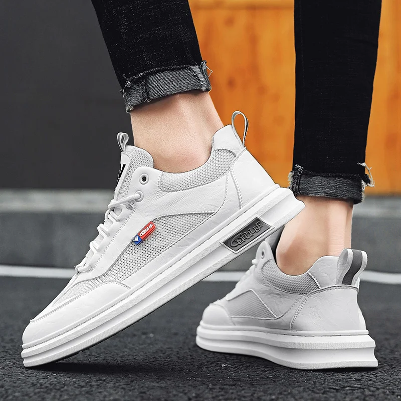 

Повседневная обувь, мужская повседневная обувь, мужская повседневная кожаная Спортивная стильная модная для лета, мужские белые кроссовки ...