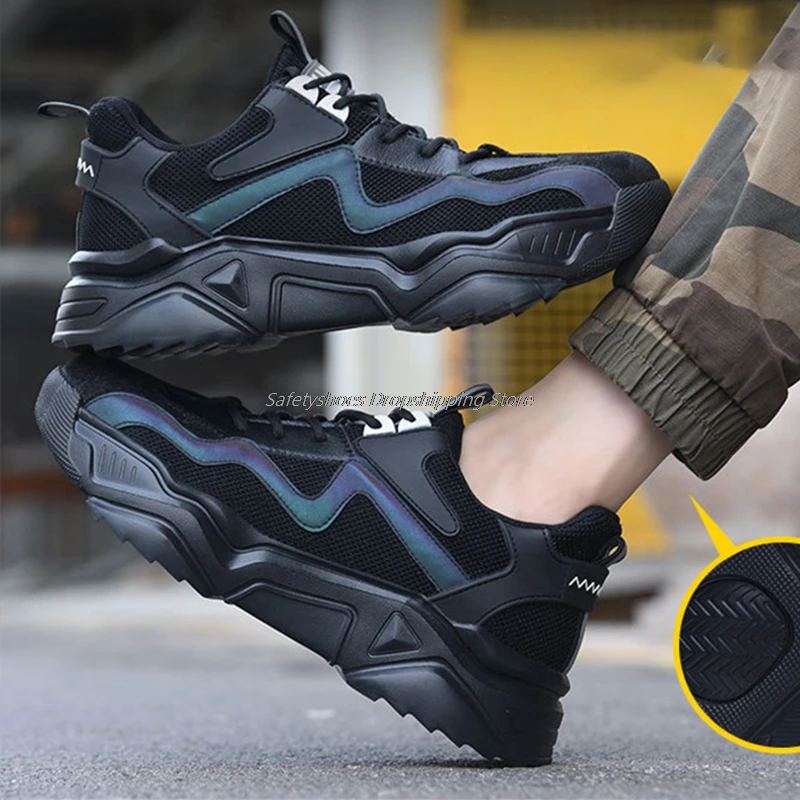 

Fashion Safety Shoes For Men Working Boots Male Anti-Puncture Steel Toe Cap Shoes Indestructible Work Snearkers 2021 Protective