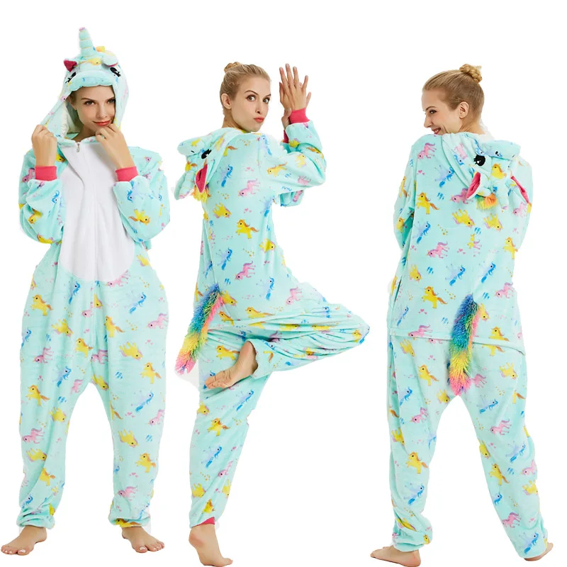 Новинка 2019 года зимние пижамы для взрослых с животными кигуруми одежда сна
