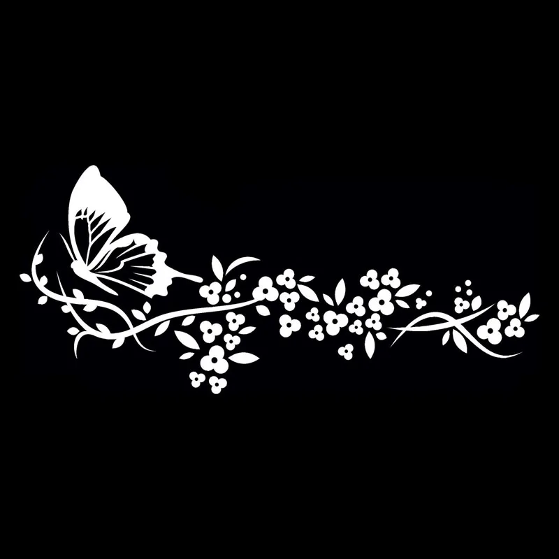 

29.2*12.9CM Flying Butterfly Decals Beautiful Pattern Car Sticker Cool Car Door Accessories Black/Silver C9-1637