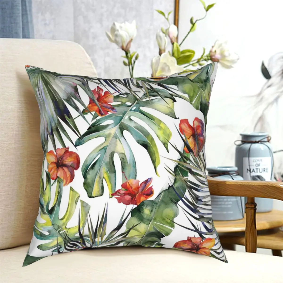 

TROPICAL GARDEN Square Pillowcase Creative Decor Pillow Case for Home Cushion Cover 45*45cm