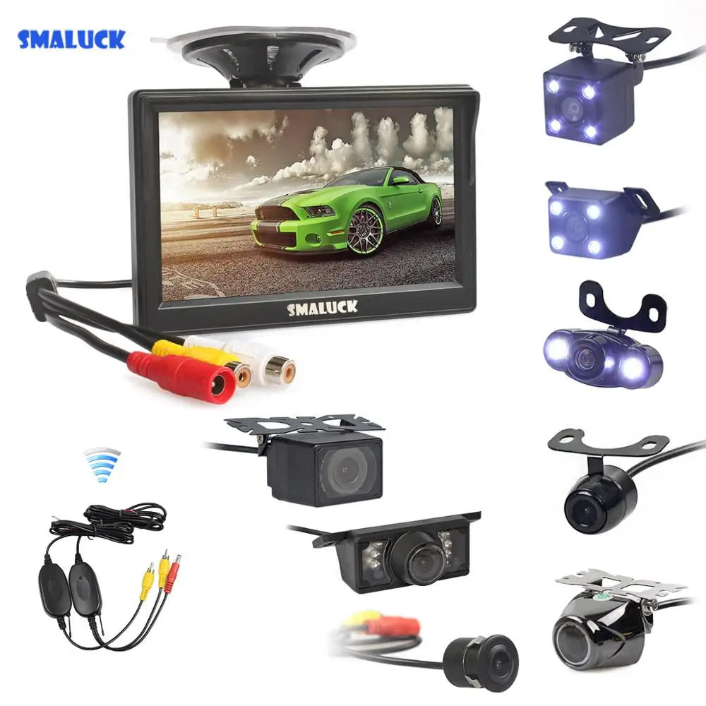 SMALUCK Wireless 5&quot Car Rearview Monitor Auto Parking Vedio + LED Night Vision Backup Reverse Camera HD Rear View | Автомобили и