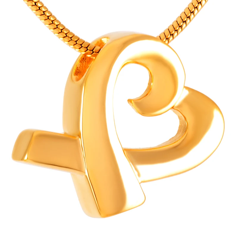 Золотой кулон в форме сердца из нержавеющей стали ожерелье для кремации