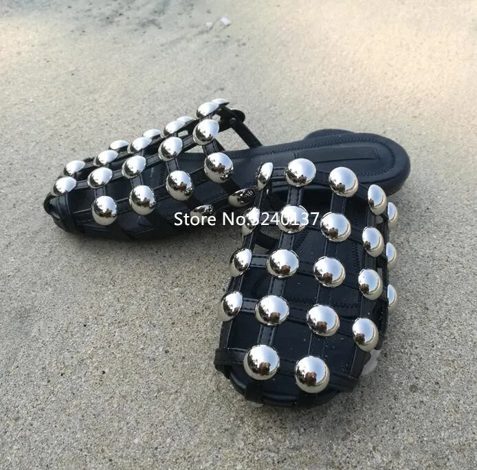 Женские сандалии гладиаторы с кристаллами и заклепками открытые летние пляжные