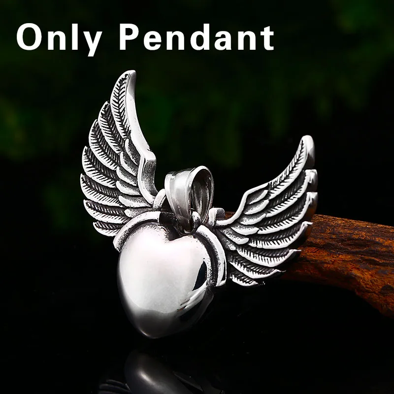 heart pendant Нержавеющая сталь Новое поступление Угол крыла панк черепа мужчины кулон из нержавеющей стали высокого качества ювелирные изделия - Окраска металла: heart pendant
