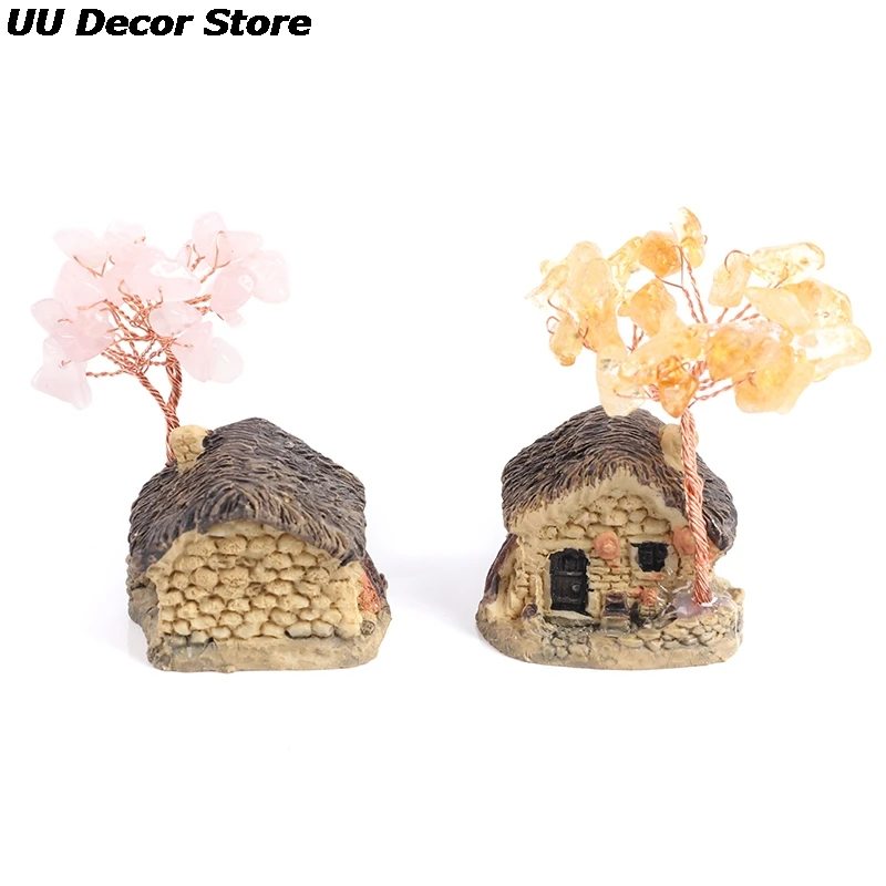 

6.5CM Tall Crystal Lucky Money Stone Tree Figurine Ornaments Feng Shui For Wealth And Luck Home Office Decor BirthdayGift