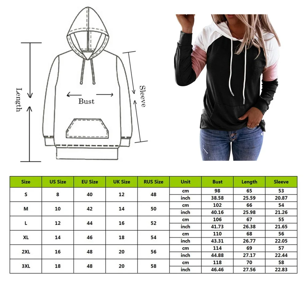 

Women Fashion Long-sleeved Hooded Stitching Sweater 2020 Spring Autumn Casual Female Pullover Ladies Streetwear Warm Sweatshirt
