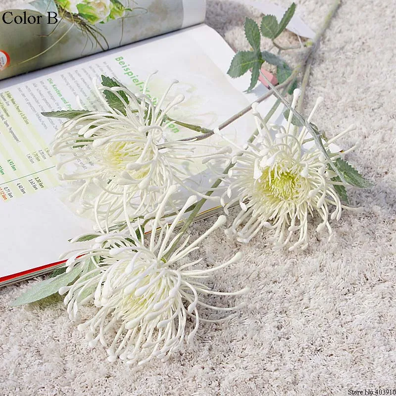 Флокированные Leucospermum искусственные цветы для украшения свадьбы Искусственные цветы пластик искусственный цветок растение Флер искусственное