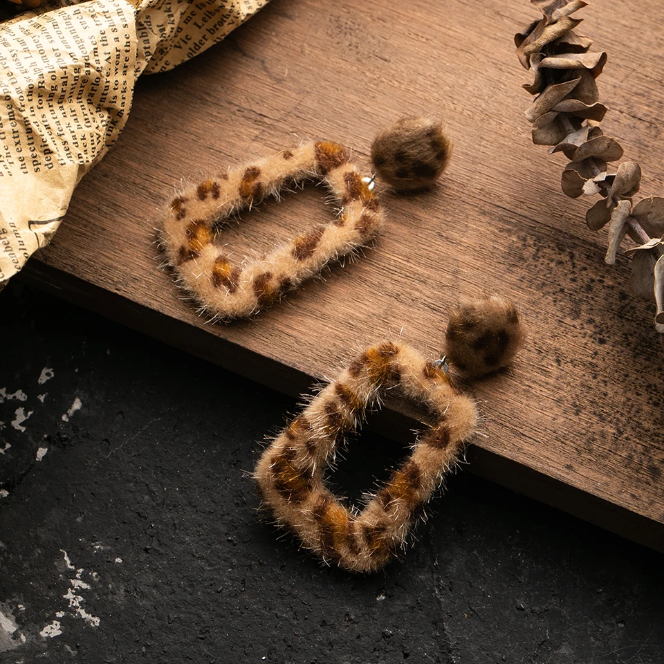 Женские винтажные бархатные леопардовые серьги в стиле бохо серьги-гвоздики с