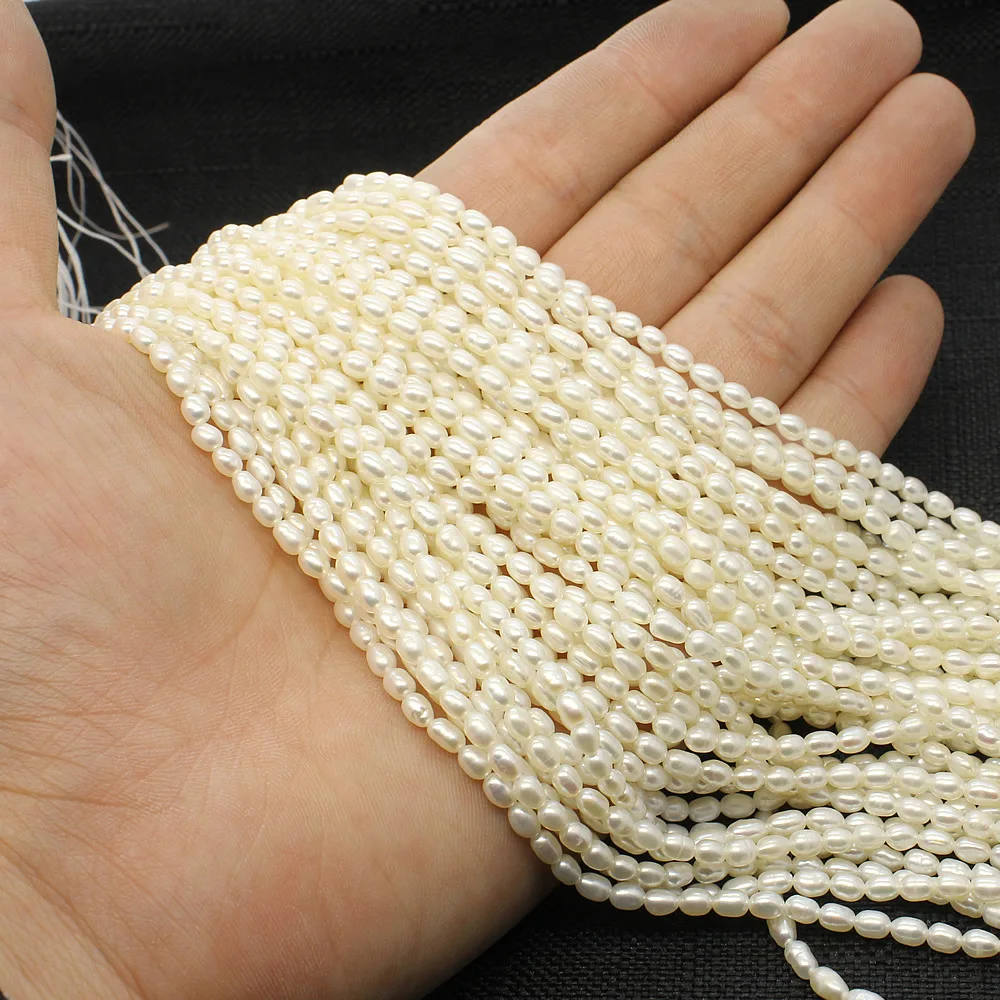 

Натуральный пресноводный жемчуг AAA 3-3,8 мм Форма Риса свободный браслет с бусинами ожерелье полуфабрикат Горячие DIY аксессуары для изготовле...