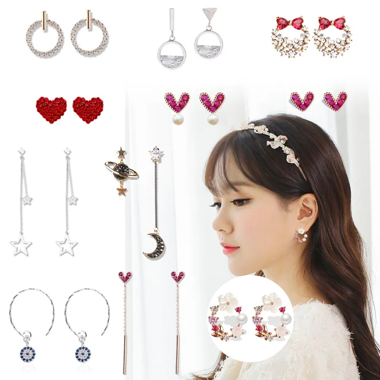 S925 стерлинговые женские серебряные серьги темперамент Корея Джокер Циркон