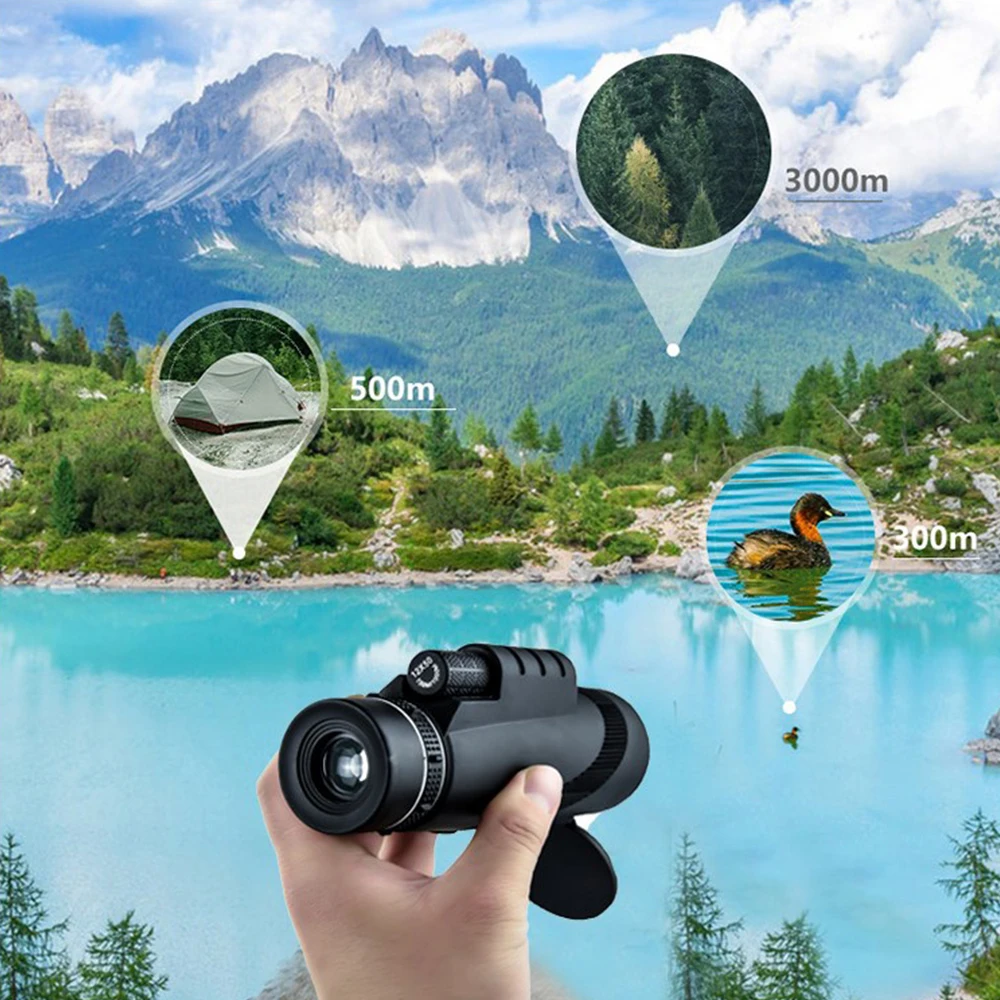 

40x60 HD Super High Power Portable Monocular Telescope Long Distance Spotting Scope for Hunting Camping Birdwatching Outdoor