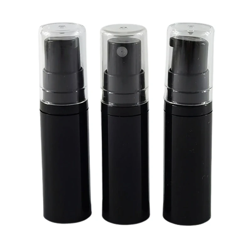 

5ml Refillable Mini Glossy Black Airless Sprayer Bottles 5cc Beauty Airless Lotion Pump Container with Clear Cover 300pcs