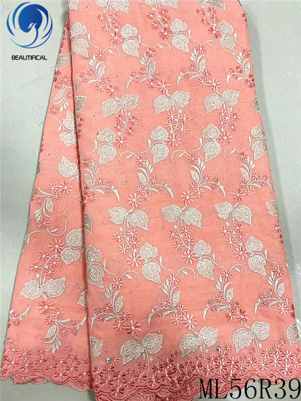 

BEAUTIFICAL Nigerian lace fabrics Embroidery flowers voile lace african cotton lace fabric for dress hot sale ML56R39