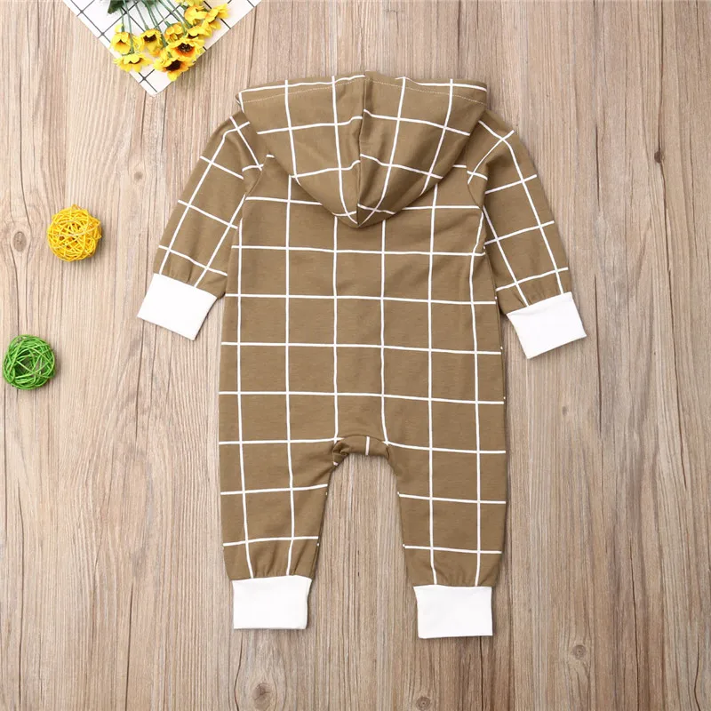 Детский хлопковый комбинезон с капюшоном на возраст 0 18 месяцев|Песочники для