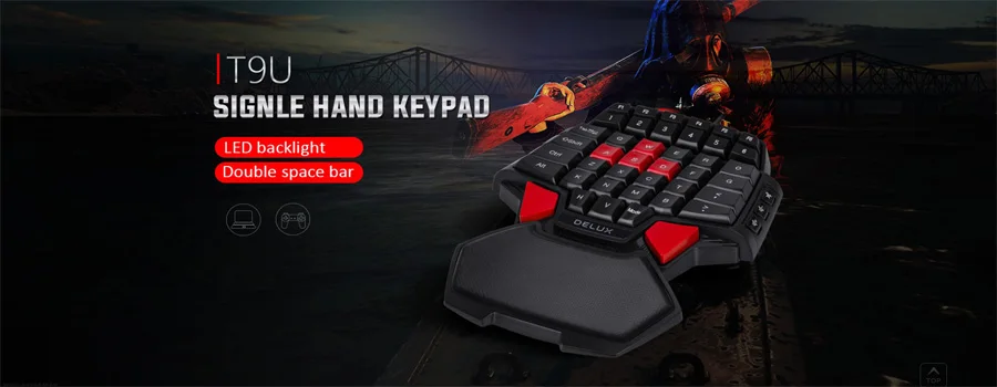 Программируемые клавиши Delux T9 Pro, игровая клавиатура с одной рукой, эргономичная игровая клавиатура для PUBG, пистолета, ПК, ноутбука