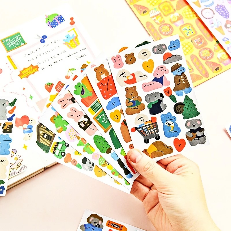 

1Pc Animal Friends Series Stickers Decoration Scrapbooking Paper Creative Stationary School Supplies Fine art stickers