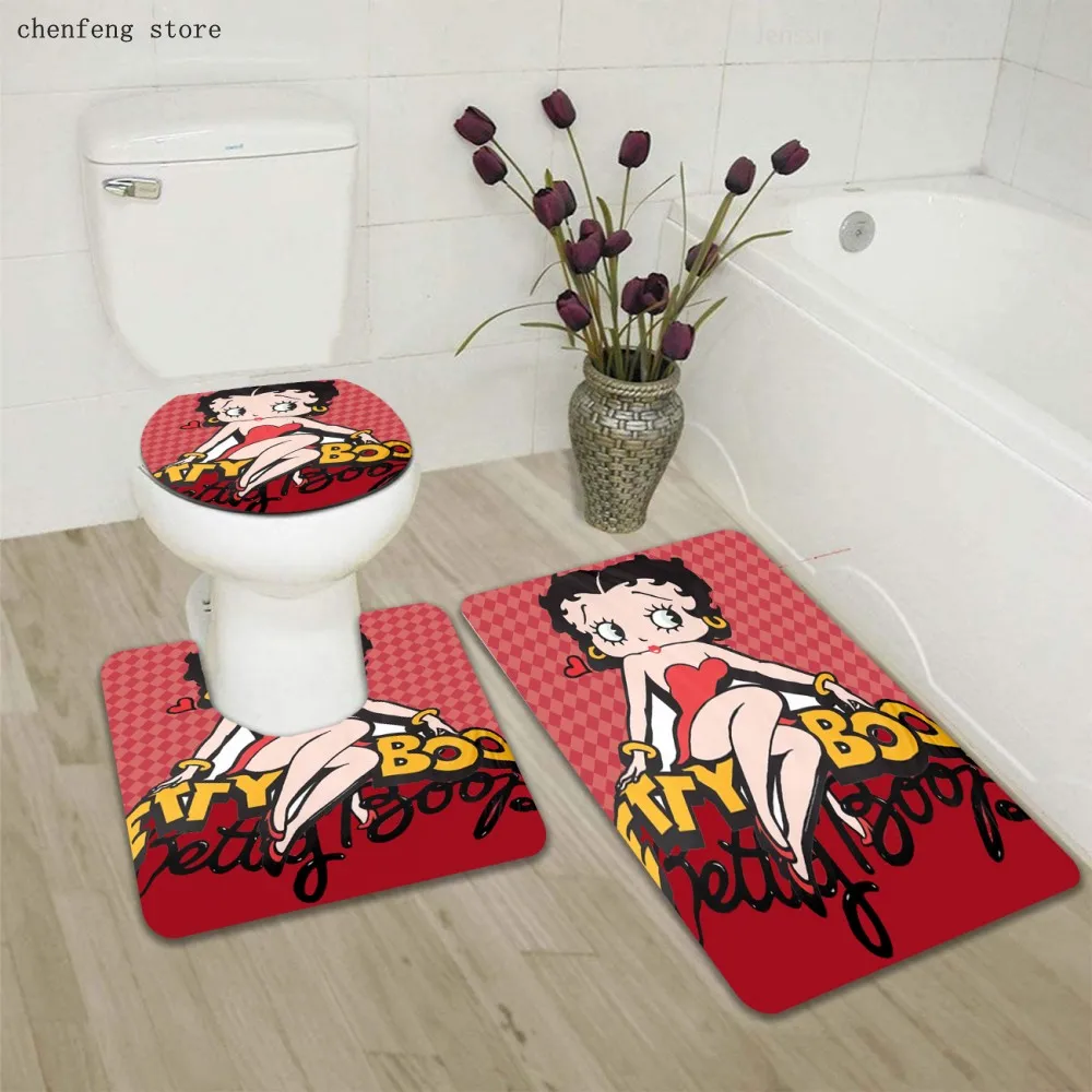4 шт. Шторы s Betty Boop душ 3D подставка с рисунком из прочной ткани Ванная комната для