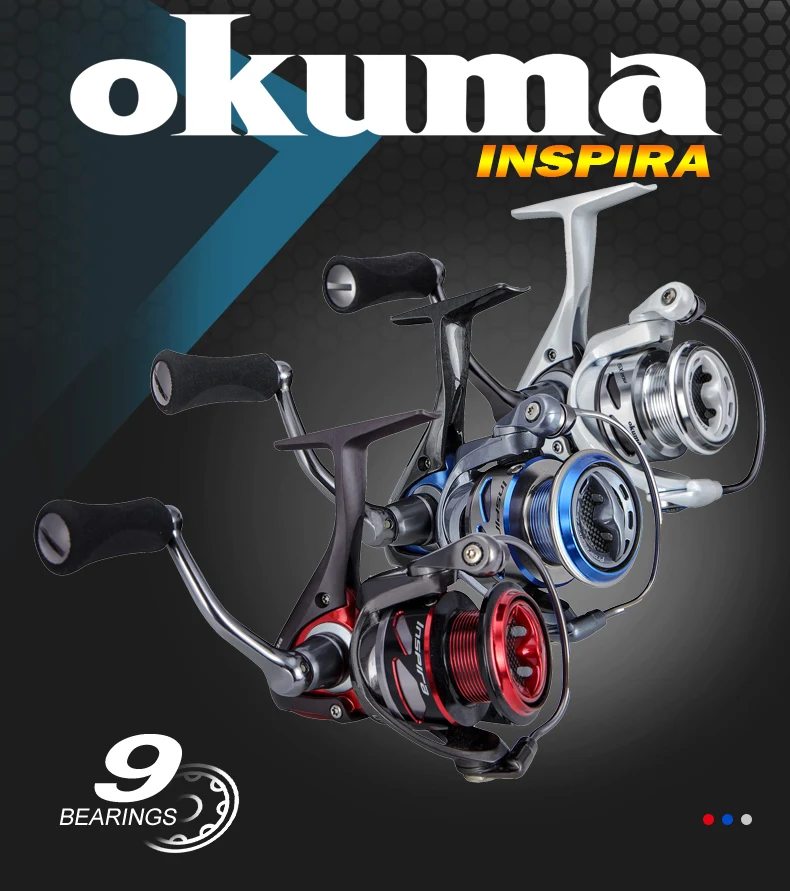 Okuma Inspira Spinning Fishing Reel Carbon Frame Lightweight Red 