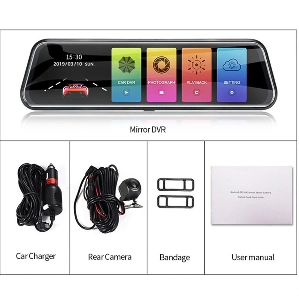 Зеркало заднего вида 9 66 &quotАвтомобильный видеорегистратор Full HD 1080P двойной