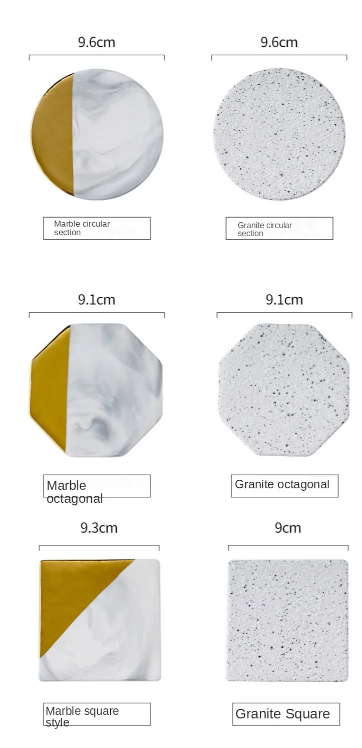 

6Pcs Cup Coasters For Drinks With Holder Marble Ceramic Placemat Coaster Set Super Hot&Cold Drink Mats Pads Table Decorate Gift