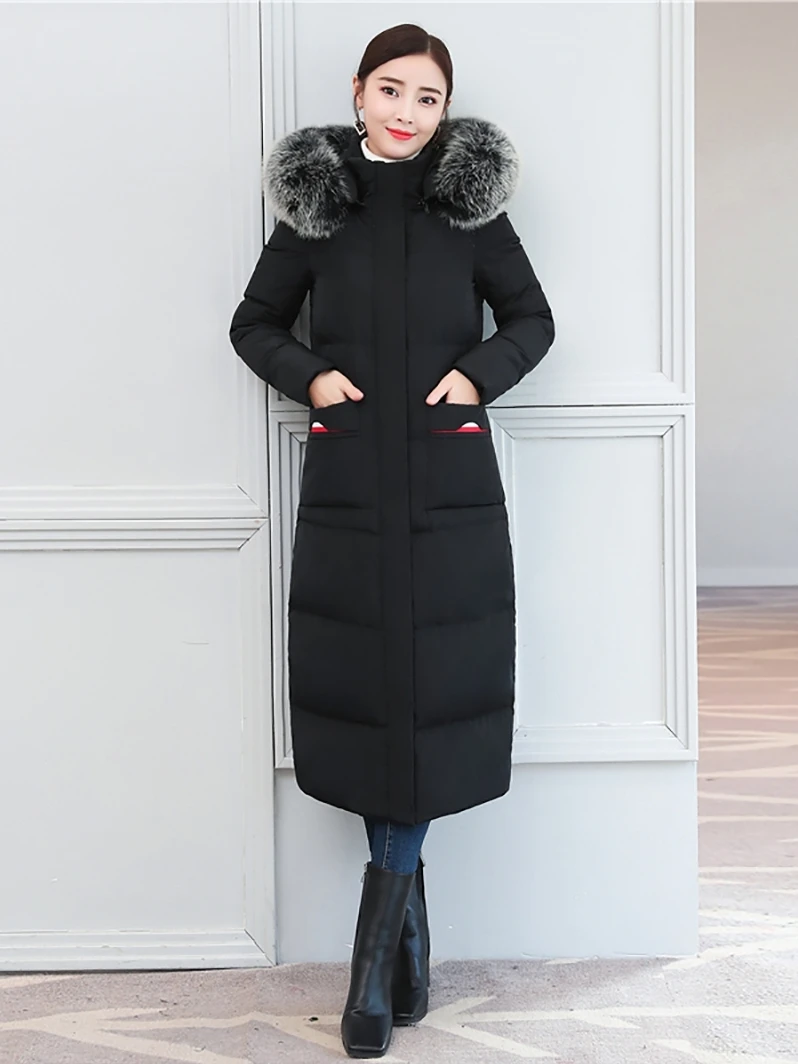 Женская зимняя куртка 90% утиного пуха женская одежда 2020 длинное тонкое теплое