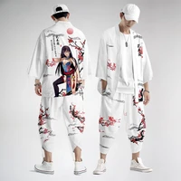 japanese kimono pants men cardigan streetwear yukata male shirt haori mens kimono shirt traditional japanese samurai clothing