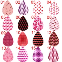 red love heart valentines teardrop earrings 64pcs32pairs xoxo printed faux leather earrings gifts for 2022
