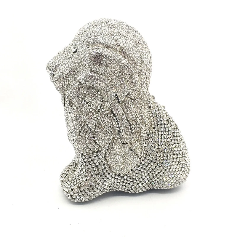 Львиная Форма Женский Серебряный Кристалл клатч кошелек вечерняя сумка с