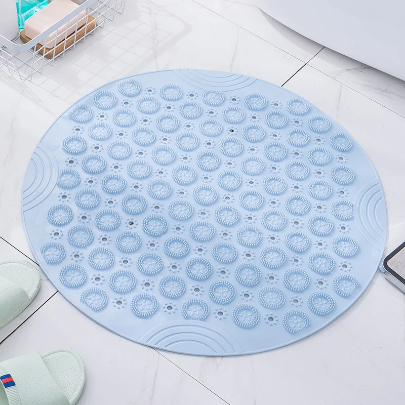 blue bathroom mat anti slip sucker round silicone bathing rugs soft shower carpet solid color foot massage pad bathtub bath mat free global shipping