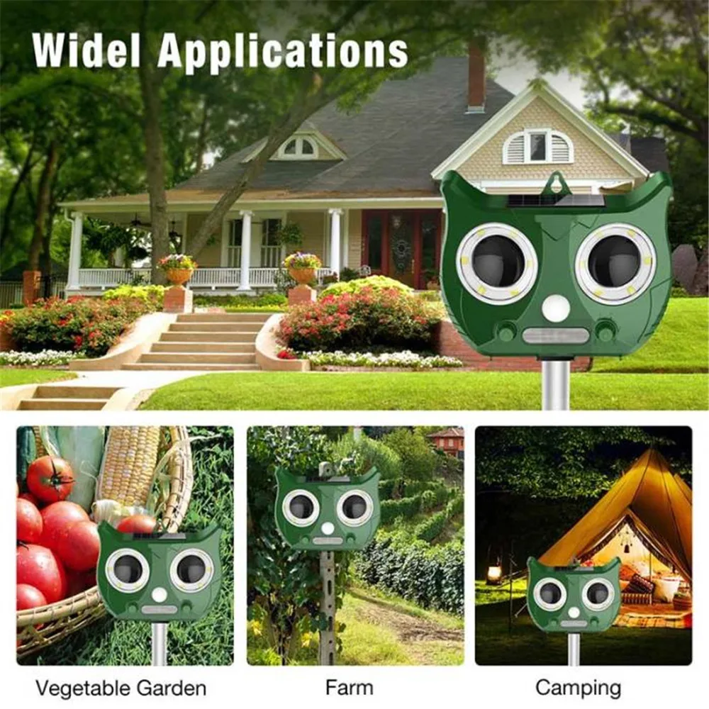 2019 новый ультразвуковой отпугиватель животных на солнечной батарее с литиевой