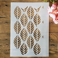 a4 29cm broad leaves texture diy layering stencils wall painting scrapbook embossing hollow embellishment printing lace ruler