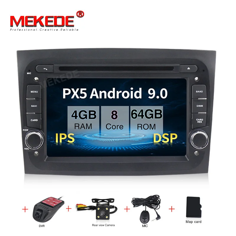Ips DSP PX5 Android 9,0 4G+ 64G 8 core автомобильный dvd-радиоплеер для Fiat Doblo gps навигация TDA7851 wifi Bluetooth - Цвет: 64G CAMERA DVR