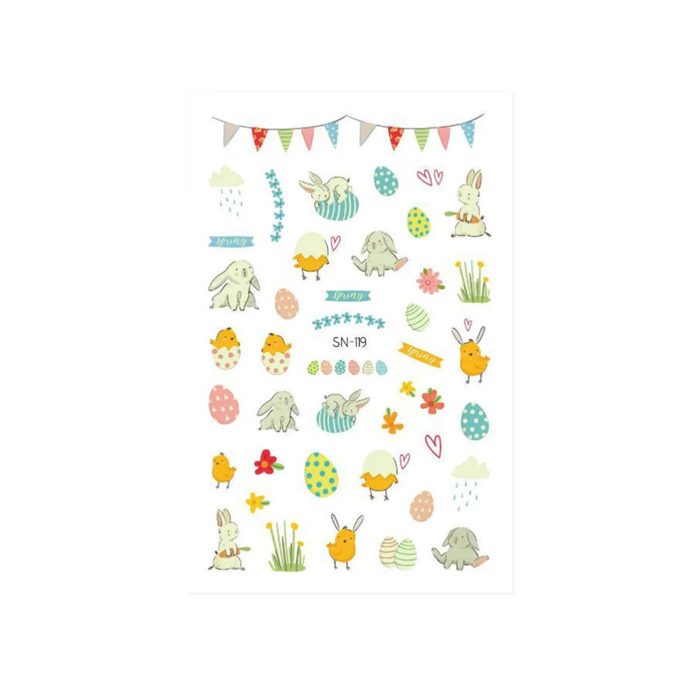 

5 Sheets of Easter 3D Nail Art Stickers Unique Luminous Self-adhesive Manicure Decals Nail Art Pastes