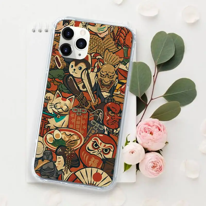 

Japanese Style Art Japan pattern Phone Cases for iPhone 11 12 pro XS MAX 8 7 6 6S Plus X 5S SE 2020 XR Luxury brand shell coque