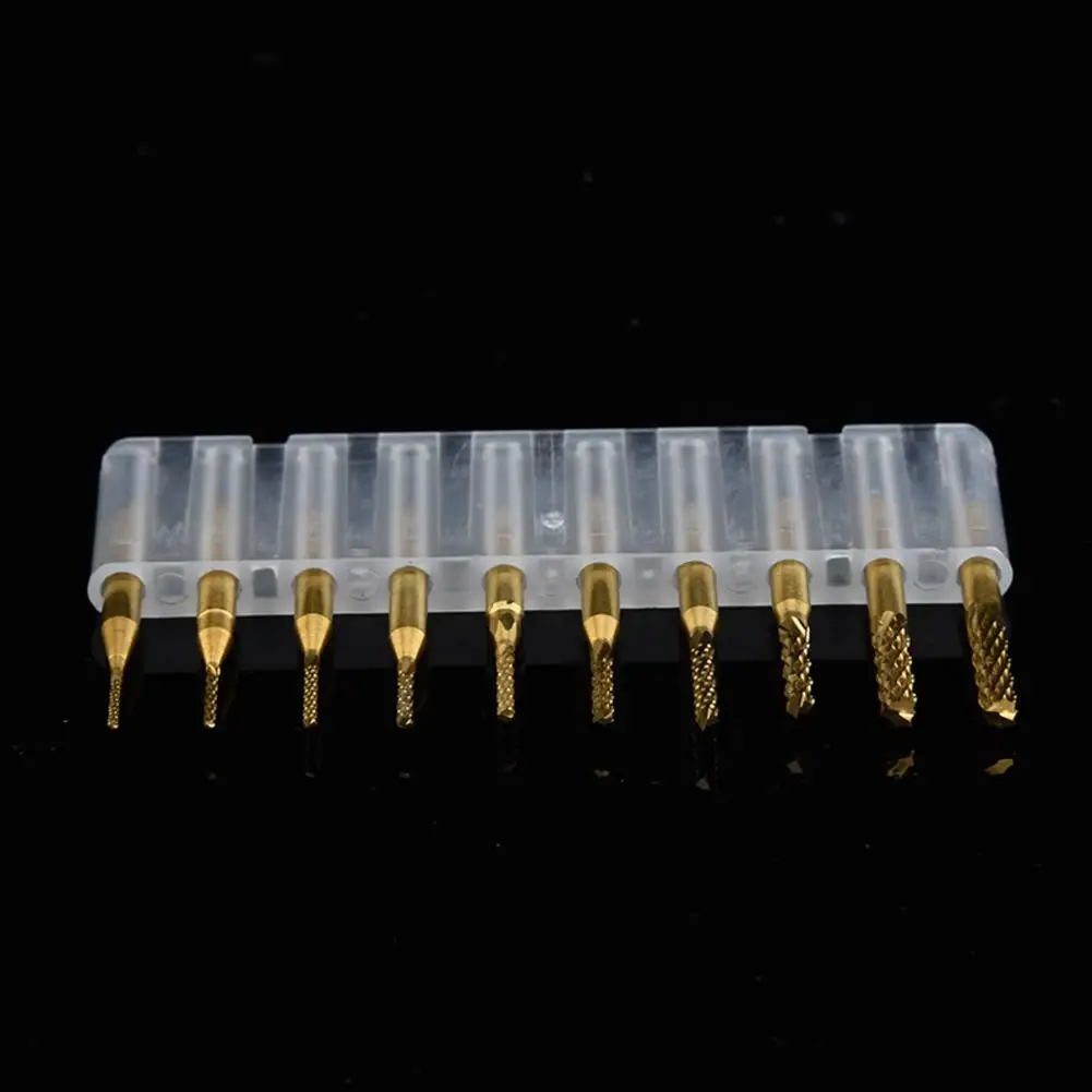 10 PCS 0.8-3.175 MM PCB Titanium Plating Drill Bit Set Engraving Cutter Rotary CNC End Mill | Инструменты