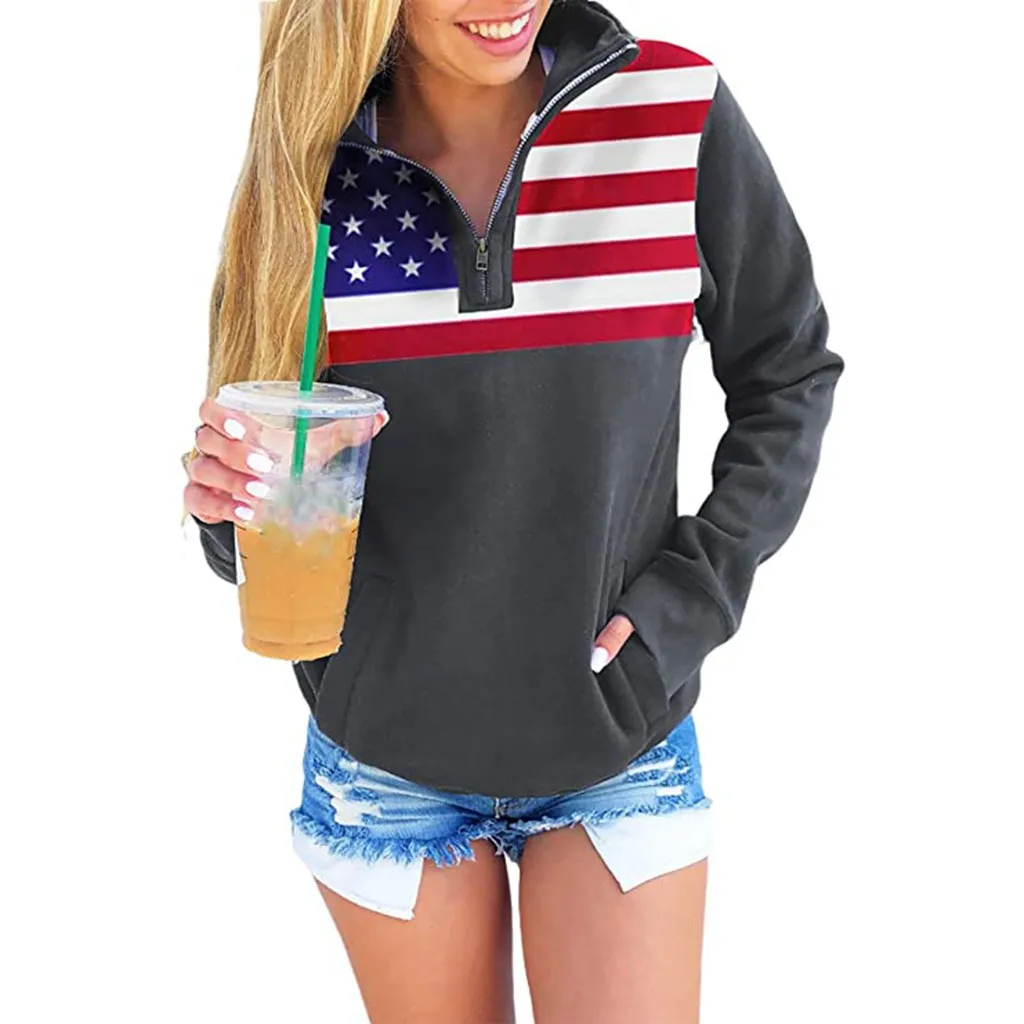 

Hoodies 2020 Women's Zipper O-Neck Sweatshirts Tops Star Print Pullover Long Sleeve Shirt Femme Vetement