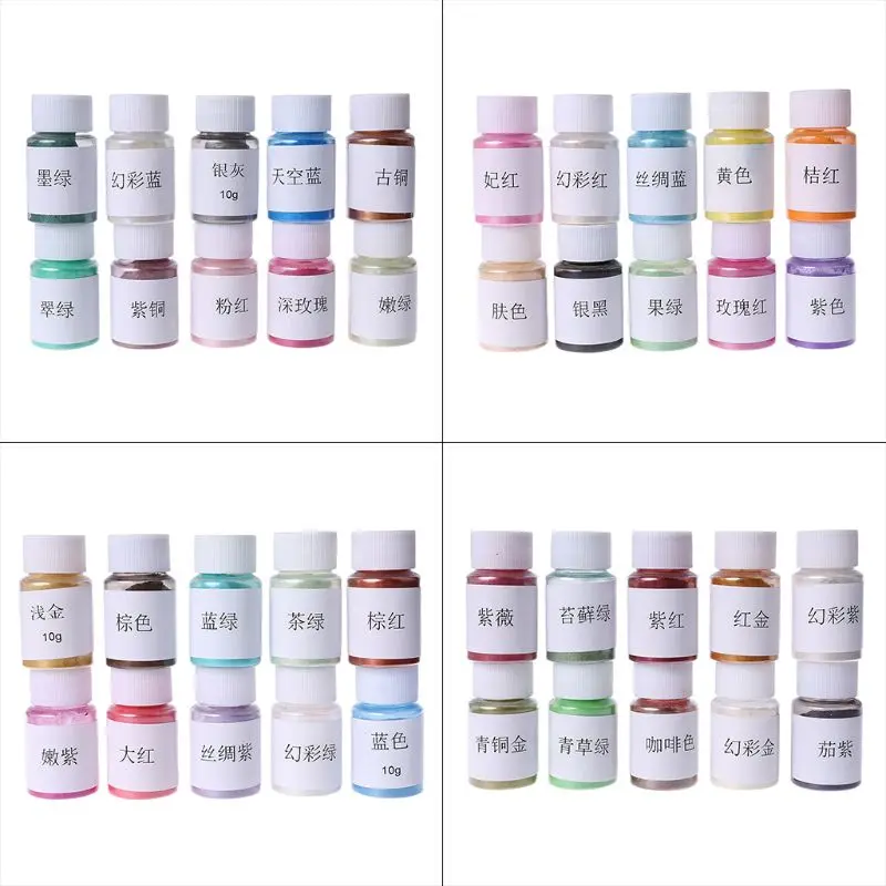 

10 Pcs/set DIY Handmade Soap Color Pearlescent Powder Mica Jewelry Crafts Making Filled Epoxy Pigment