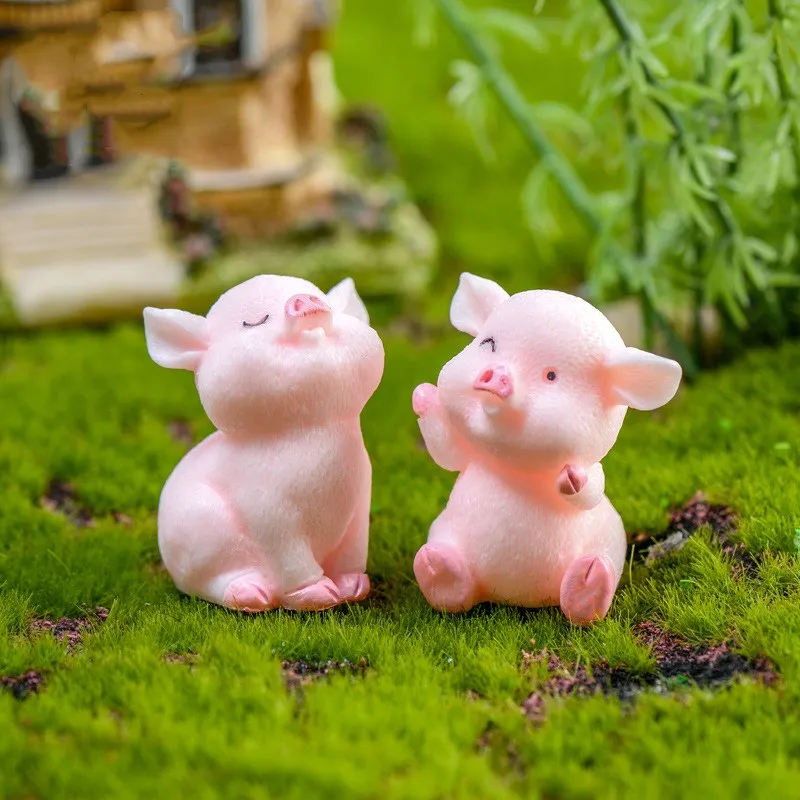 Моделирование животных милый розовый поросенок мультфильм аниме фигурка микро