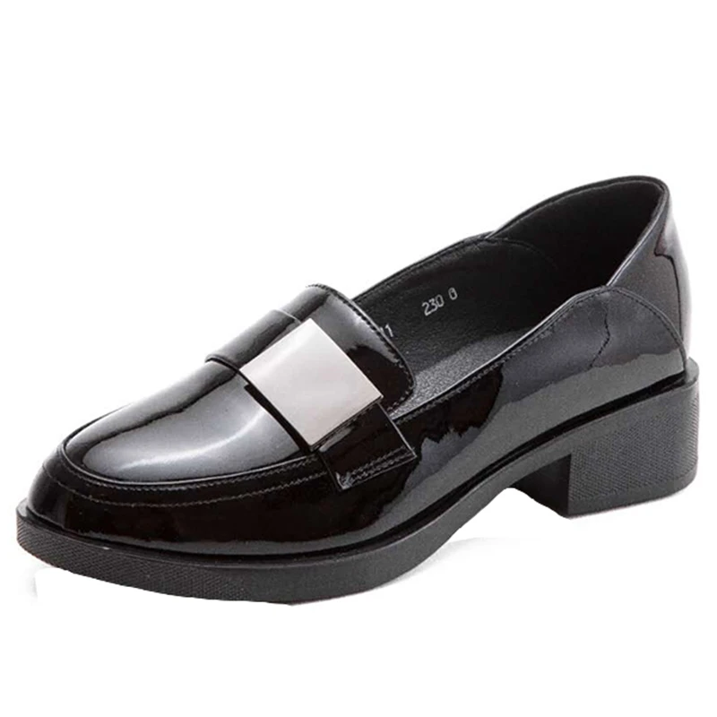 

Small leather shoes women British style 2020 new autumn patent leather thick heel all-match loafers women's shoes single shoes