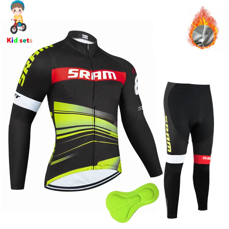 SRAM длинный рукав Велоспорт Джерси 2020 Мальчики велосипед одежда Девочка ребенок