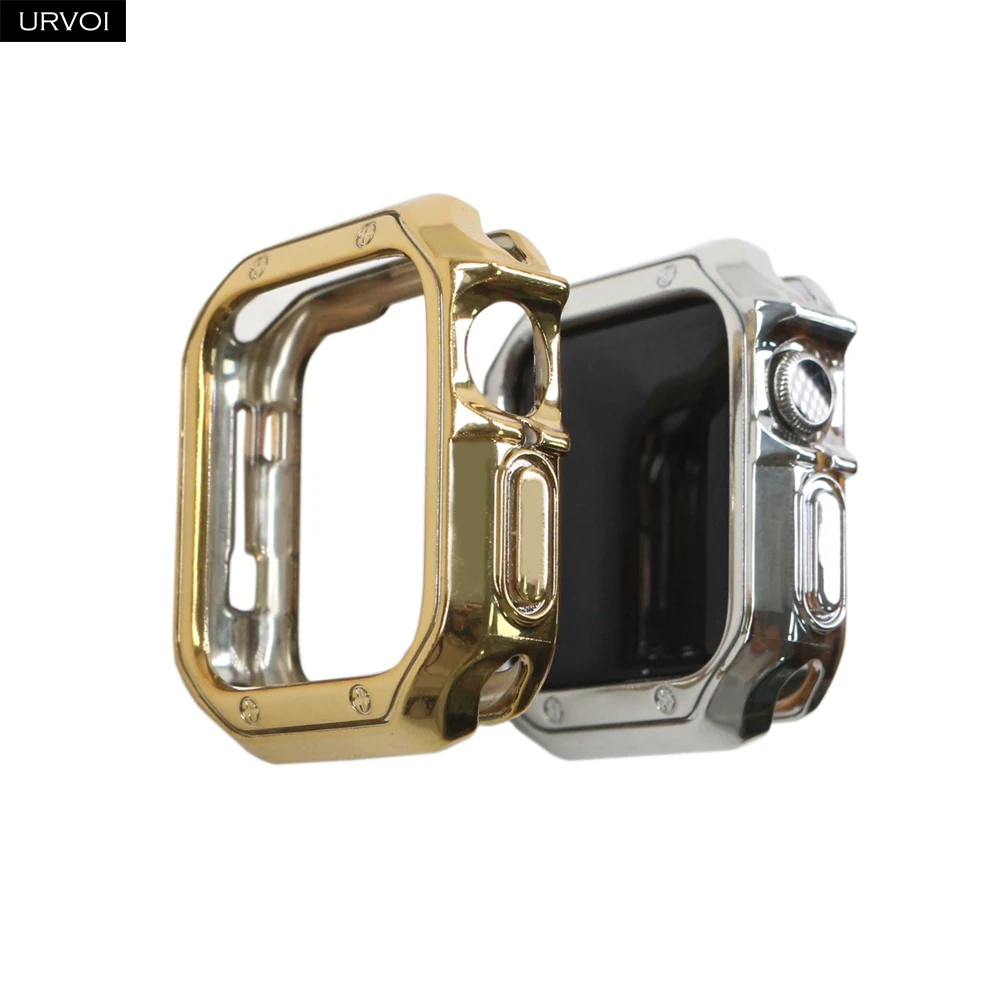 Чехол URVOI Armor для Apple Watch series 7 6 SE 5 4 3 2 1 металлический окрашенный зеркальный чехол