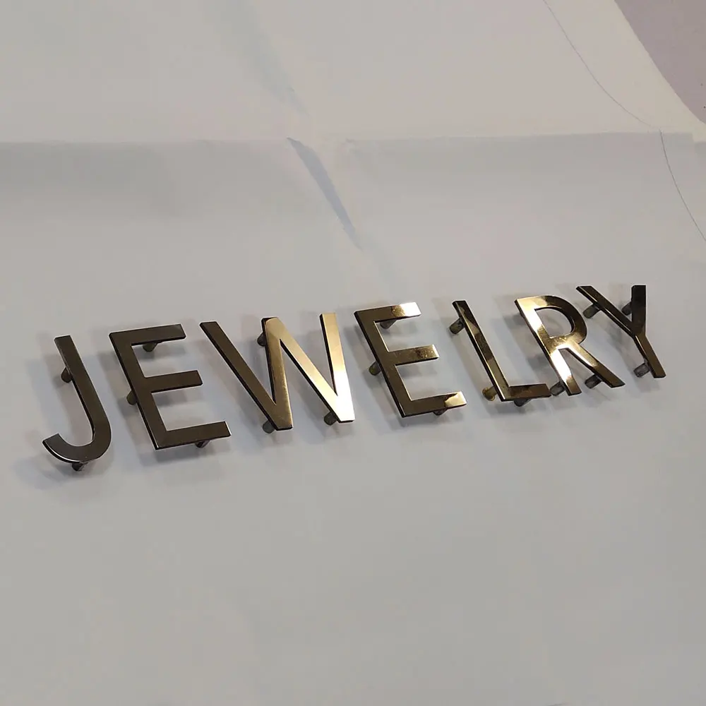 

Vintage Metal Signage 3D Logo/Letters Brass Aluminum Letters Cutting Solid Sign Individual Letters for Signs Reception Jewelry