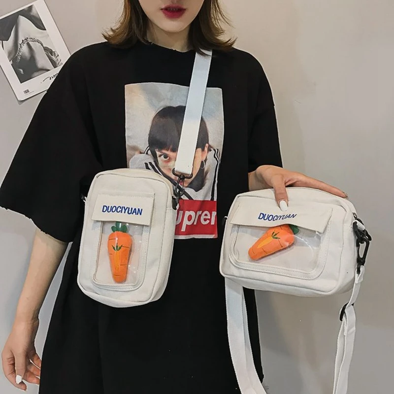 

Weysfor Vogue 2020 New Carrot Messenger Bags Cute Canvas Handbag Female Mini Purses Casual Shoulder Bags Crossbody Bags for Girl