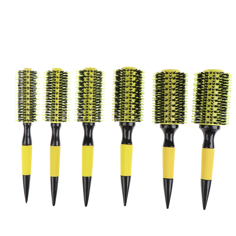 6 Sizes Barber Salon Wood Handle Boar Bristles Round Brush Professional Hairdressing Hair Brush Hair Round Comb Styling Tools